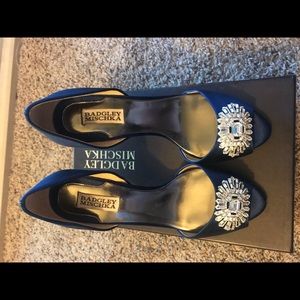Deep Blue Badgley Mischka Giana D’Orsay Peep Toe